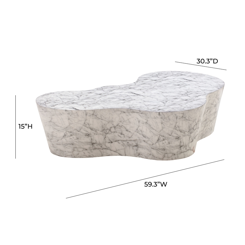 Maklaine Modern Contemporary White Marble Finish Coffee Table