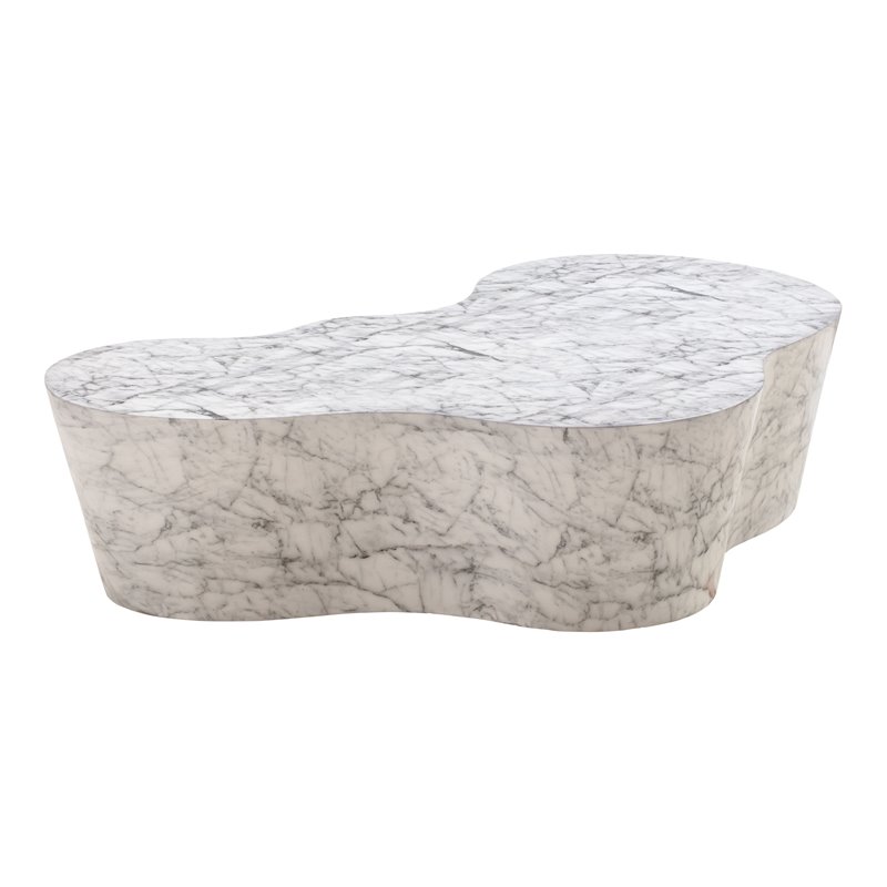 Maklaine Modern Contemporary White Marble Finish Coffee Table