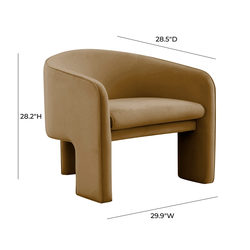 Maklaine Modern Contemporary Brown Finish Velvet Accent Chair