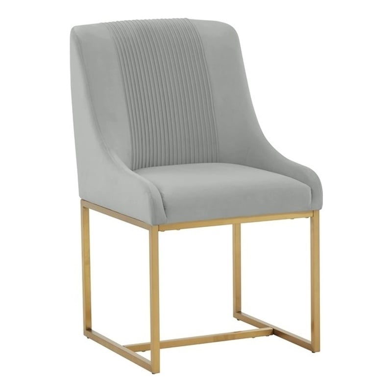Maklaine Modern Contemporary Gray Pleated Velvet Dining Chair