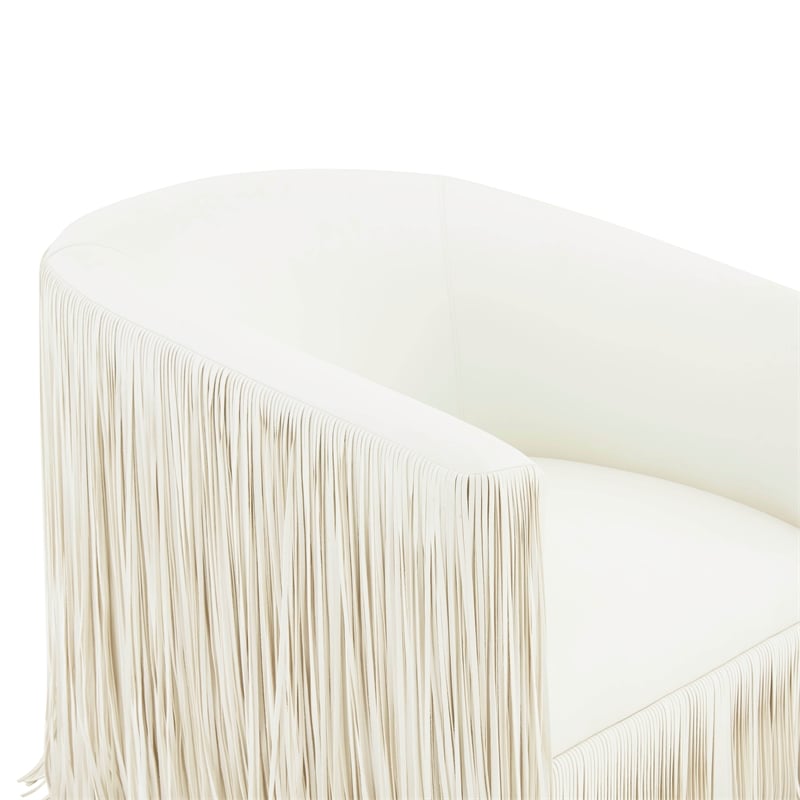 Maklaine Modern Contemporary Ivory Vegan Leather Swivel Chair