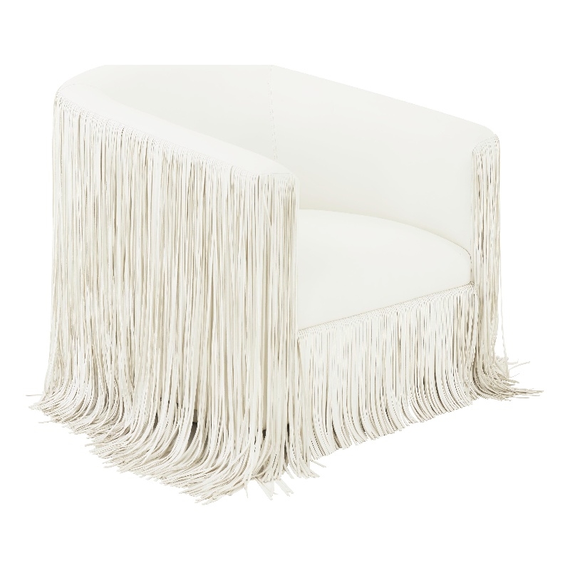 Maklaine Modern Contemporary Ivory Vegan Leather Swivel Chair