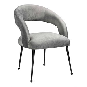 Maklaine 19&quot Modern Velvet Dining Chair in Light Gray / Black