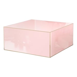 maklaine modern contemporary glass coffee table in pink finish