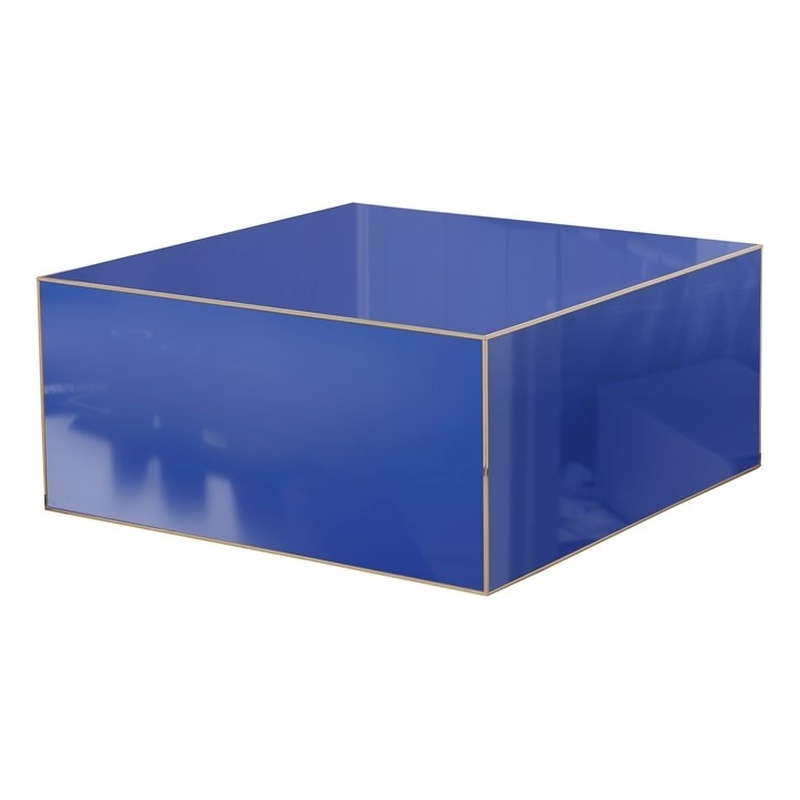 Maklaine Modern Contemporary Glass Coffee Table in Blue Finish