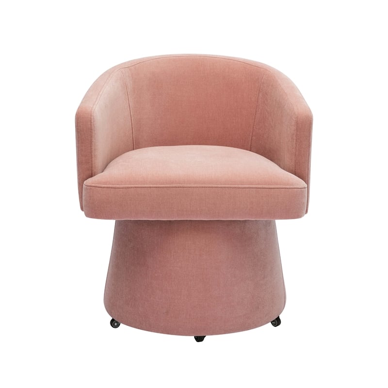 Maklaine Modern Contemporary Rolling Desk Chair in Pink Finish