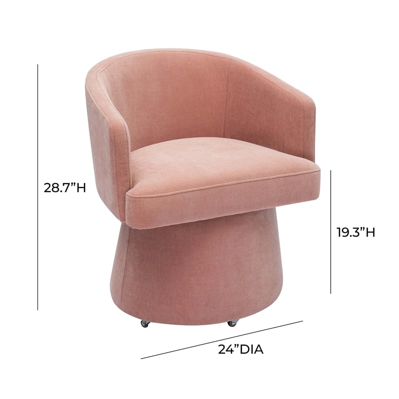 Maklaine Modern Contemporary Rolling Desk Chair in Pink Finish