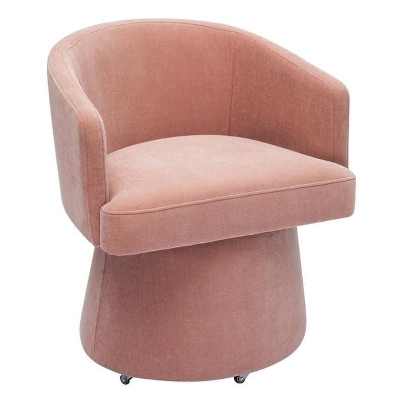 Maklaine Modern Contemporary Rolling Desk Chair in Pink Finish