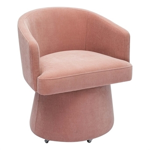 Maklaine Modern Contemporary Rolling Desk Chair in Pink Finish