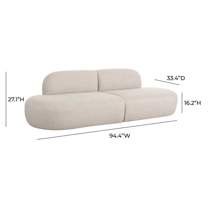 Maklaine Modern Contemporary Linen Fabric Sofa in Beige Finish
