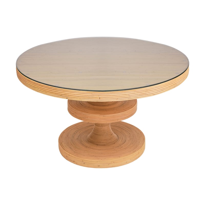 Maklaine Modern Contemporary Natural Rattan Round Dining Table