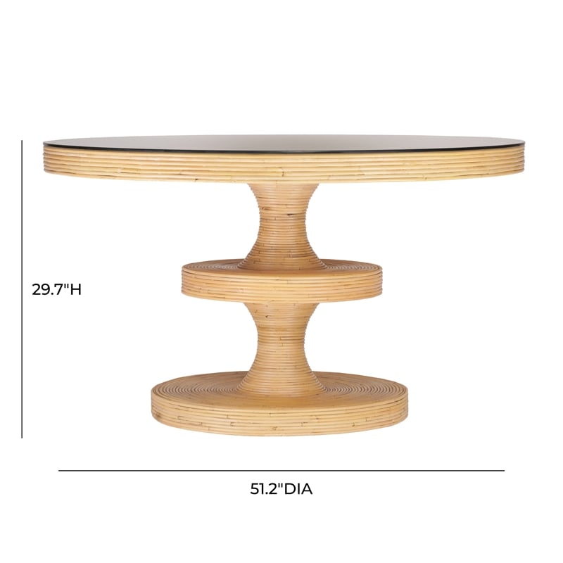 Maklaine Modern Contemporary Natural Rattan Round Dining Table