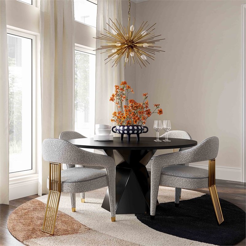 Maklaine Modern Contemporary Speckled Gray Boucle Dining Chair