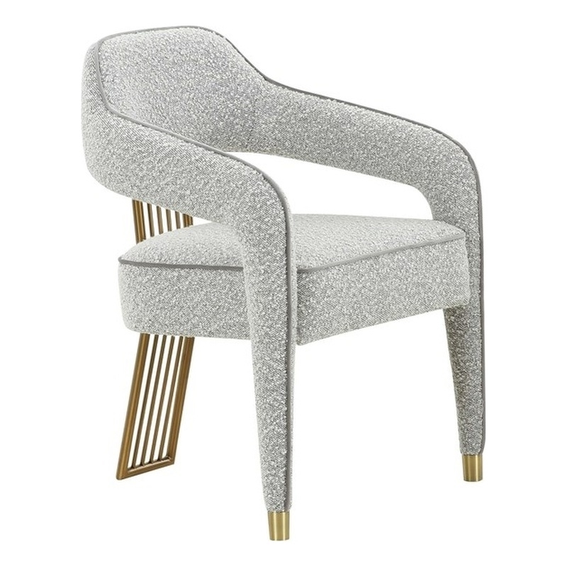 Maklaine Modern Contemporary Speckled Gray Boucle Dining Chair
