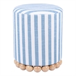 Maklaine Modern Contemporary Pastel Blue Striped Linen Ottoman