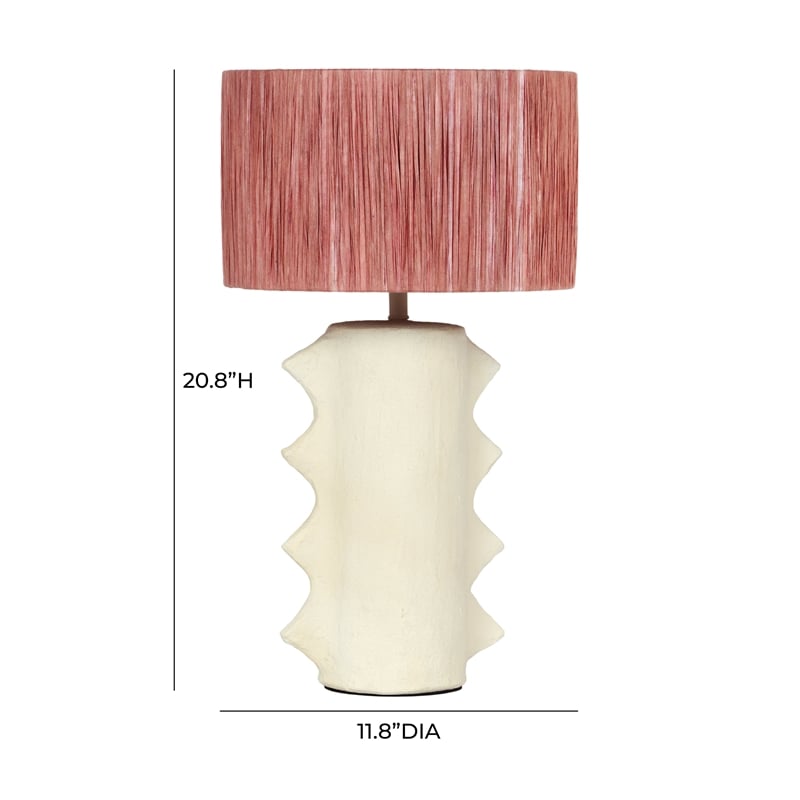 Maklaine Contemporary Wild Thing Beige Papier Mache Table Lamp