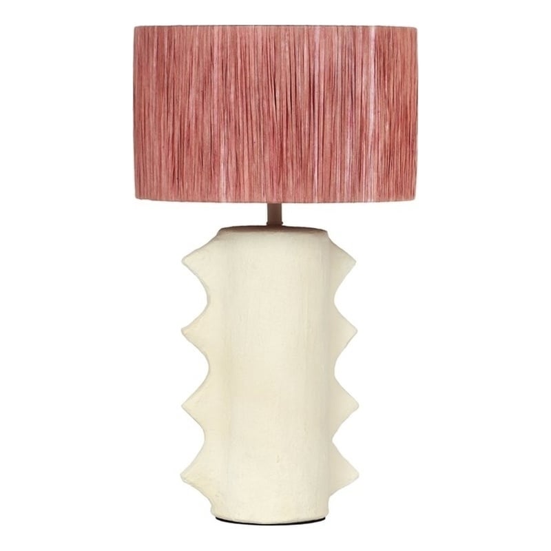 Maklaine Contemporary Wild Thing Beige Papier Mache Table Lamp