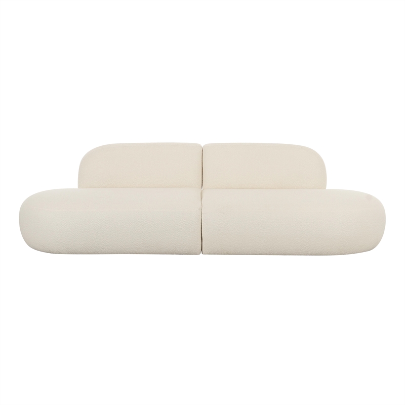 Maklaine Modern Contemporary Boucle Fabric Sofa in Cream Finish
