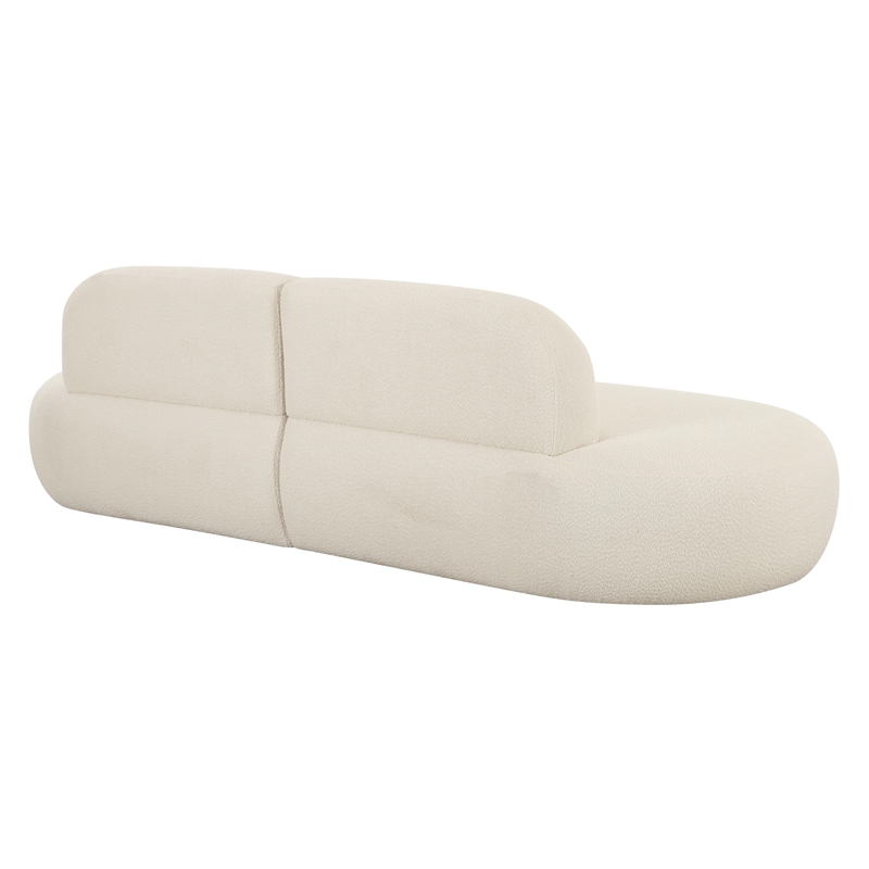 Maklaine Modern Contemporary Boucle Fabric Sofa in Cream Finish