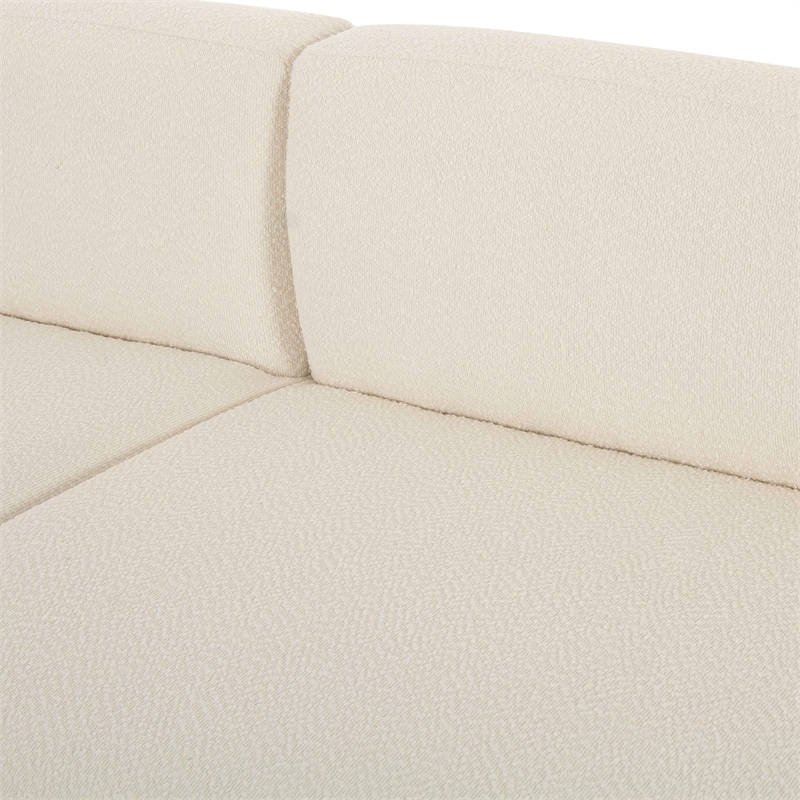 Maklaine Modern Contemporary Boucle Fabric Sofa in Cream Finish