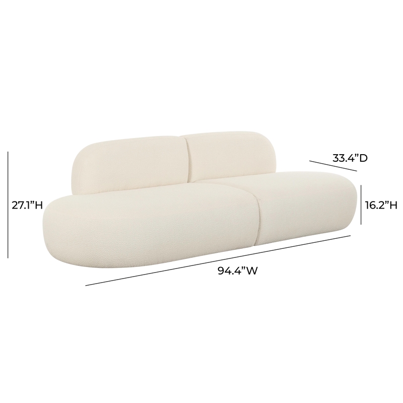 Maklaine Modern Contemporary Boucle Fabric Sofa in Cream Finish