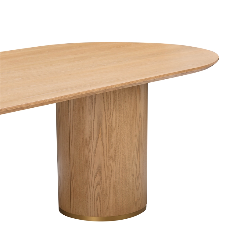 Maklaine Modern Contemporary Natural Ash Wood Oval Dining Table
