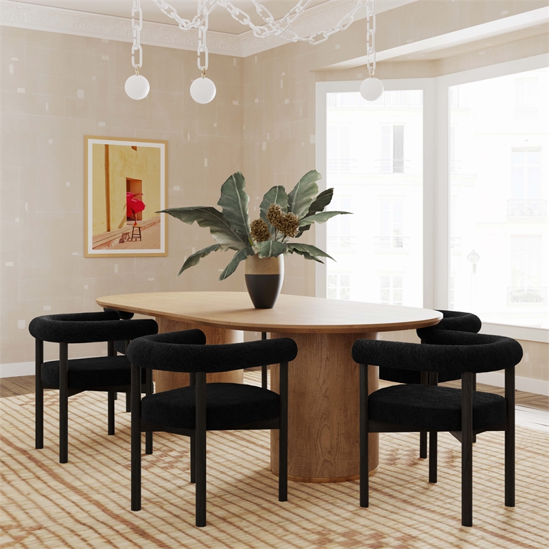 Maklaine Modern Contemporary Natural Ash Wood Oval Dining Table