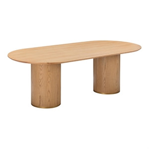 Maklaine Modern Contemporary Natural Ash Wood Oval Dining Table