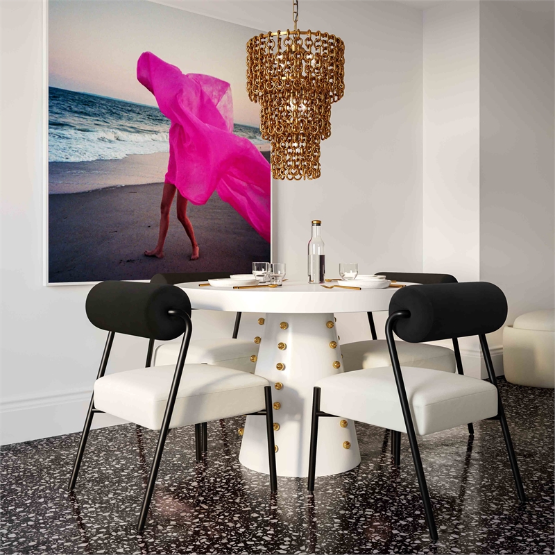 Maklaine Modern Contemporary Brass Chain Link 3-Tier Chandelier