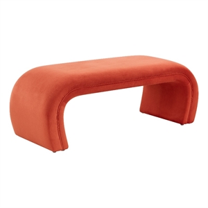 maklaine modern contemporary red rocks velvet upholstered bench