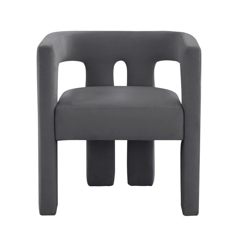 Maklaine Contemporary Dark Gray Velvet Upholstered Dining Chair