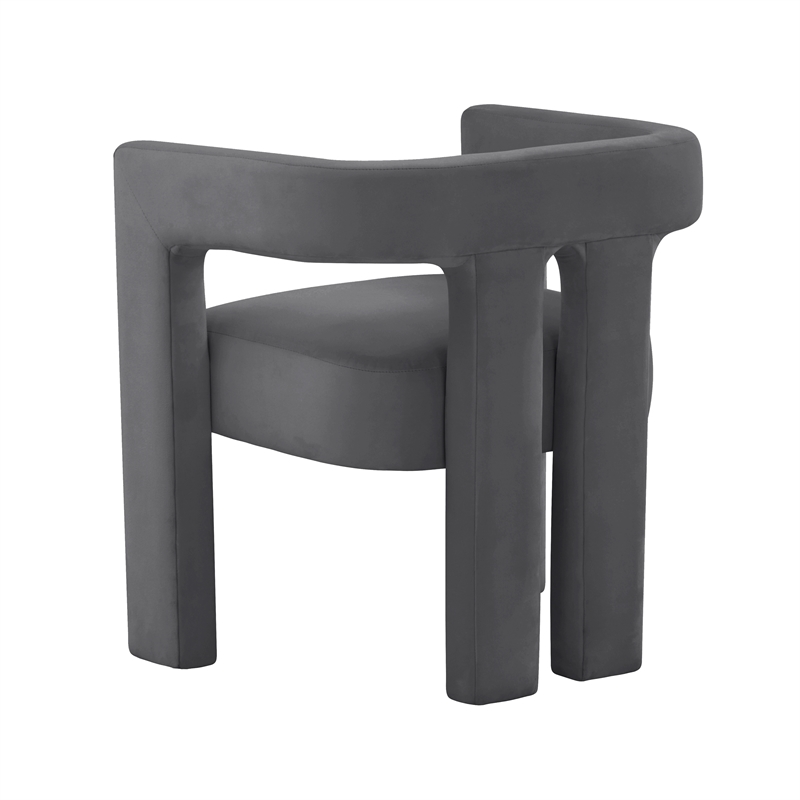 Maklaine Contemporary Dark Gray Velvet Upholstered Dining Chair