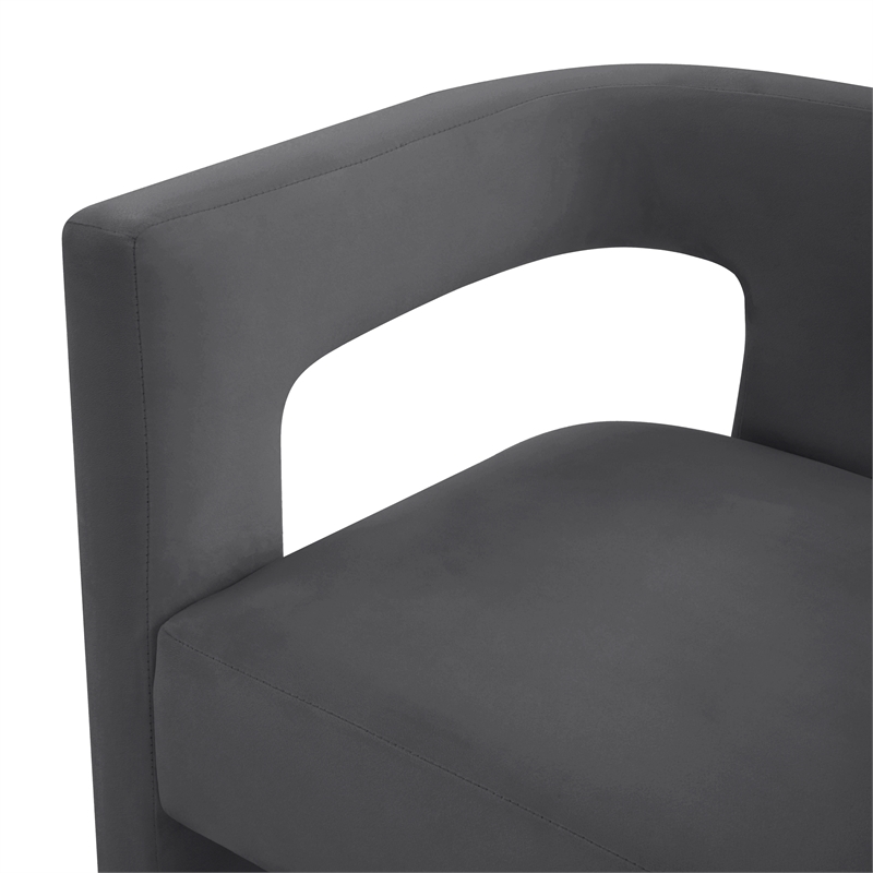 Maklaine Contemporary Dark Gray Velvet Upholstered Dining Chair