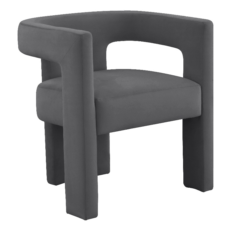 Maklaine Contemporary Dark Gray Velvet Upholstered Dining Chair