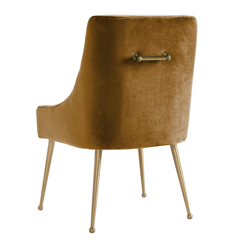 Maklaine Modern Contemporary Velvet Side Chair in Orange Finish