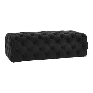 Maklaine Modern 16.1&quotH Soft Velvet Upholstered Ottoman in Black