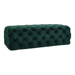 Maklaine Modern 16.1&quotH Soft Velvet Upholstered Ottoman in Green