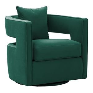 Maklaine 17.8&quot Transitional Fabric Swivel Accent Chair in Green