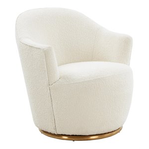 Maklaine 17.9&quot Transitional Fabric Swivel Accent Chair in White
