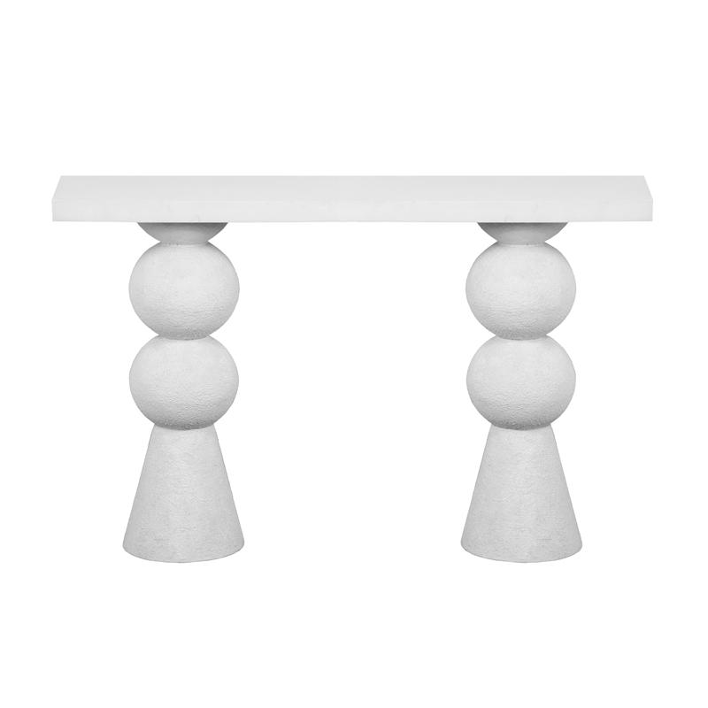 Maklaine Modern Contemporary Resin Console Table in White Finish