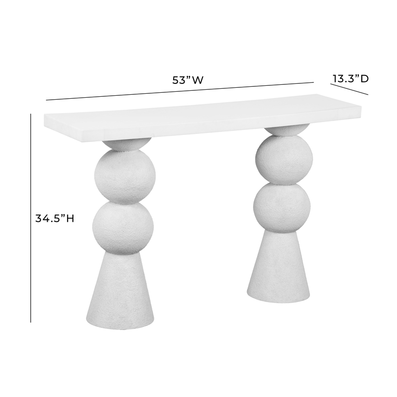 Maklaine Modern Contemporary Resin Console Table in White Finish