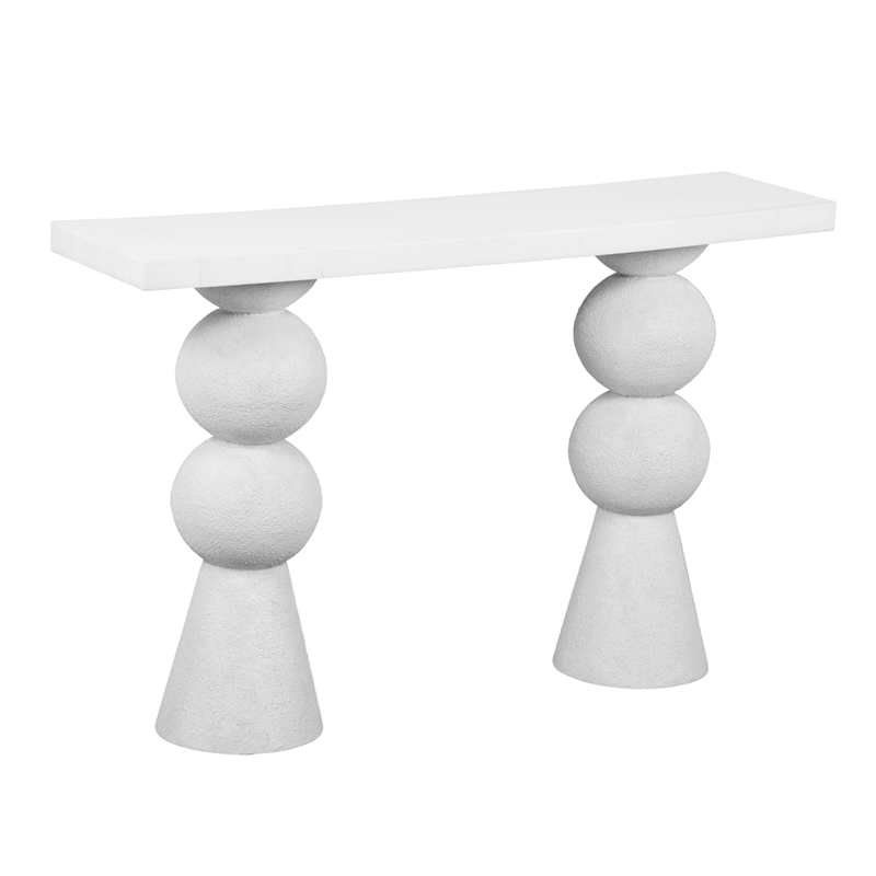 Maklaine Modern Contemporary Resin Console Table in White Finish