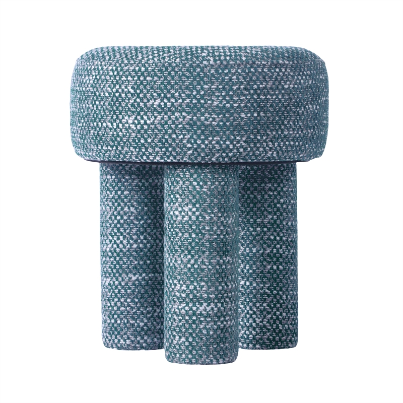 Maklaine Modern Contemporary Chenille Stool in Teal Green Finish
