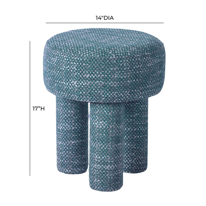 Maklaine Modern Contemporary Chenille Stool in Teal Green Finish