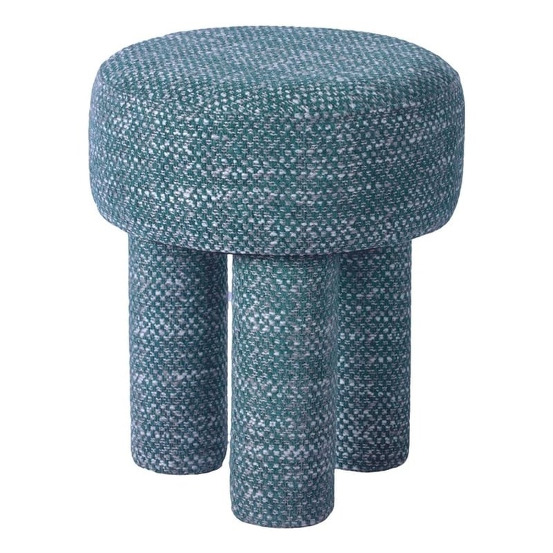 Maklaine Modern Contemporary Chenille Stool in Teal Green Finish