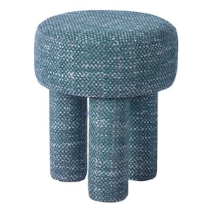 Maklaine Modern Contemporary Chenille Stool in Teal Green Finish