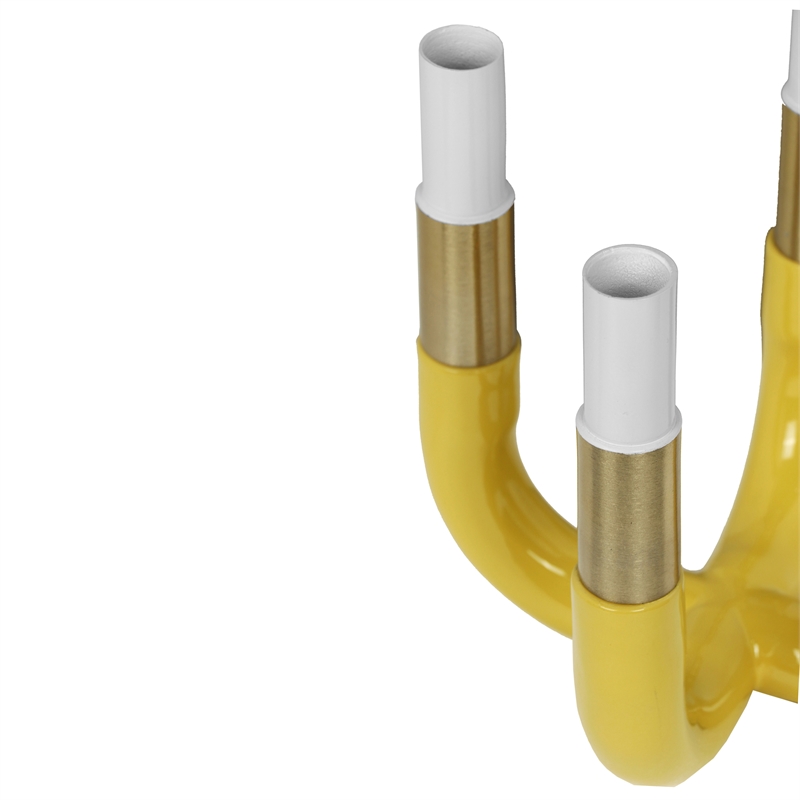 Maklaine Modern Contemporary Mustard Yellow Aluminium Candelabra