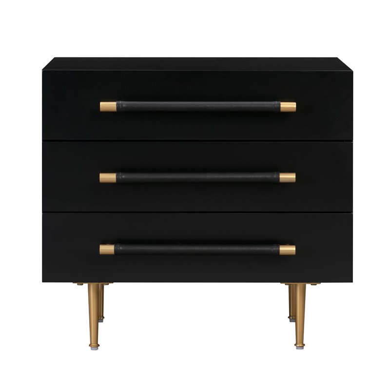 Maklaine Modern Contemporary Black Finish Acacia Wood Nightstand