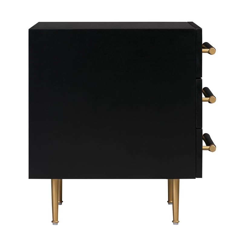 Maklaine Modern Contemporary Black Finish Acacia Wood Nightstand