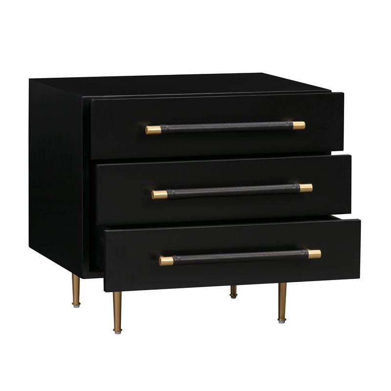 Maklaine Modern Contemporary Black Finish Acacia Wood Nightstand